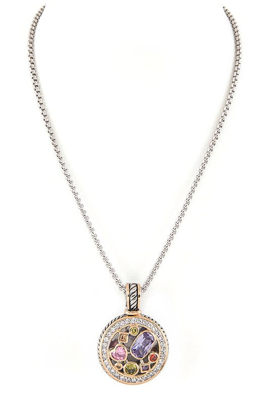 Mix Color CZ Pendant Necklace