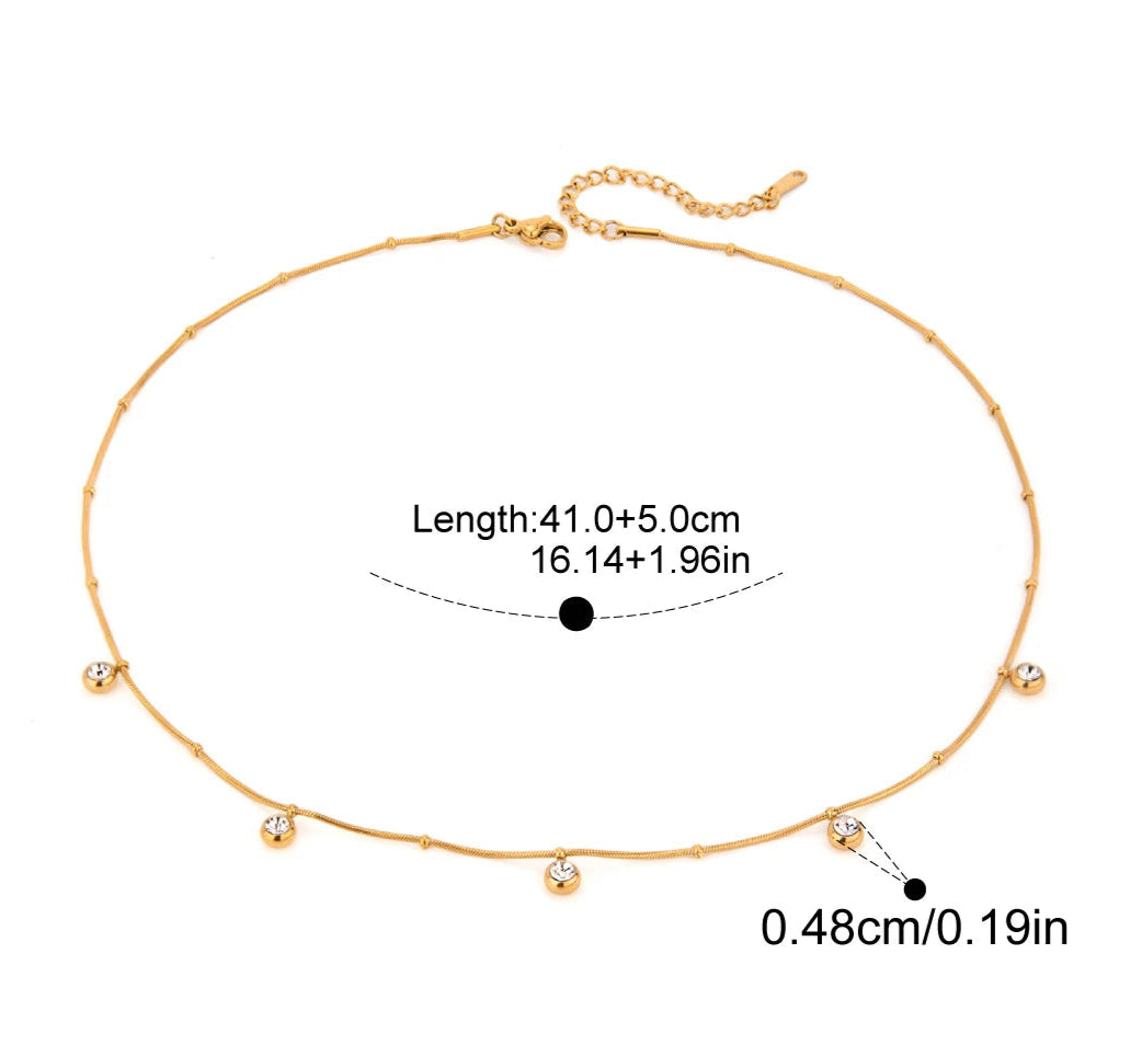 Multi-Pendant Floral Rhinestone Necklace 18K Gold-Plated
