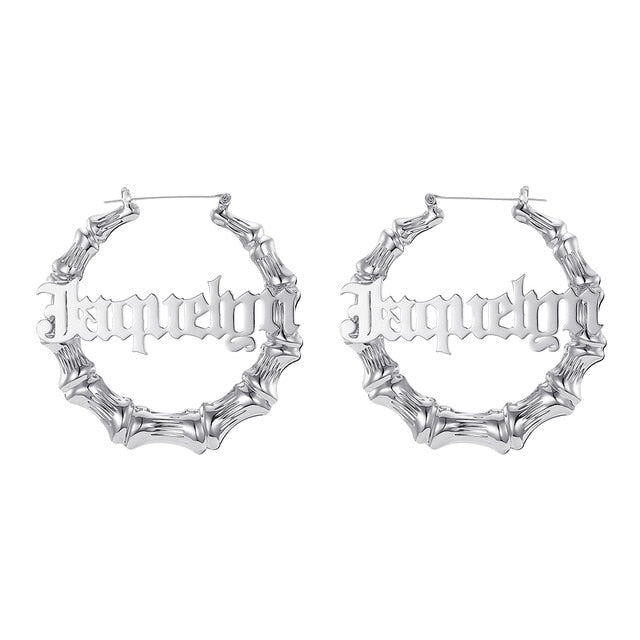 Custom Name Bamboo Hoop Earring Style ER52