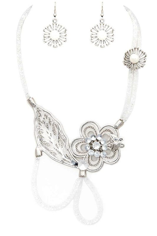 Crystal Flower Necklace Set