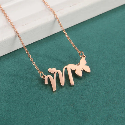Butterfly Initial Necklace