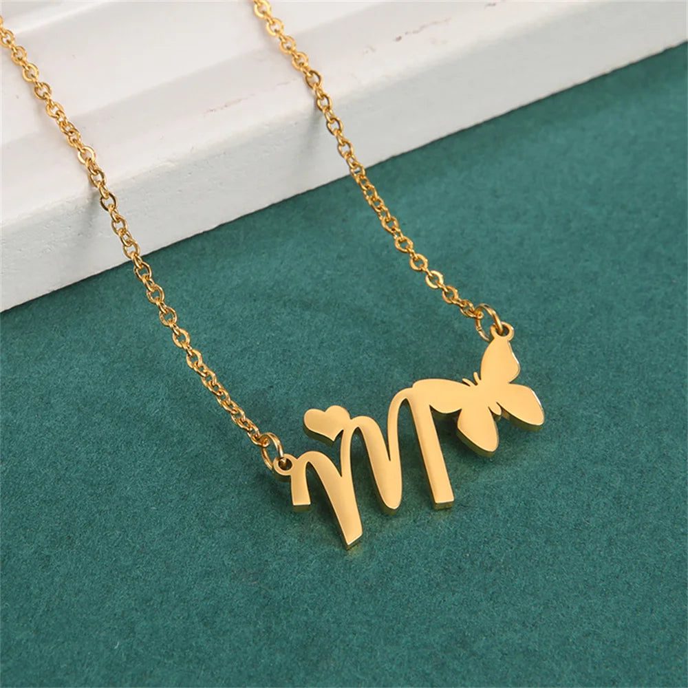 Butterfly Initial Necklace