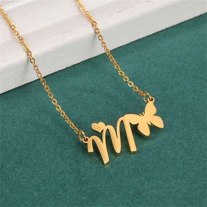 Butterfly Initial Necklace