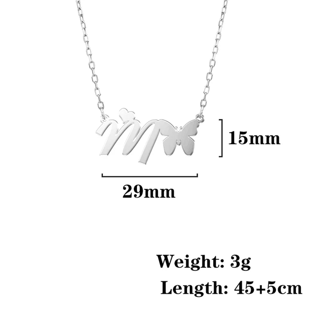 Butterfly Initial Necklace
