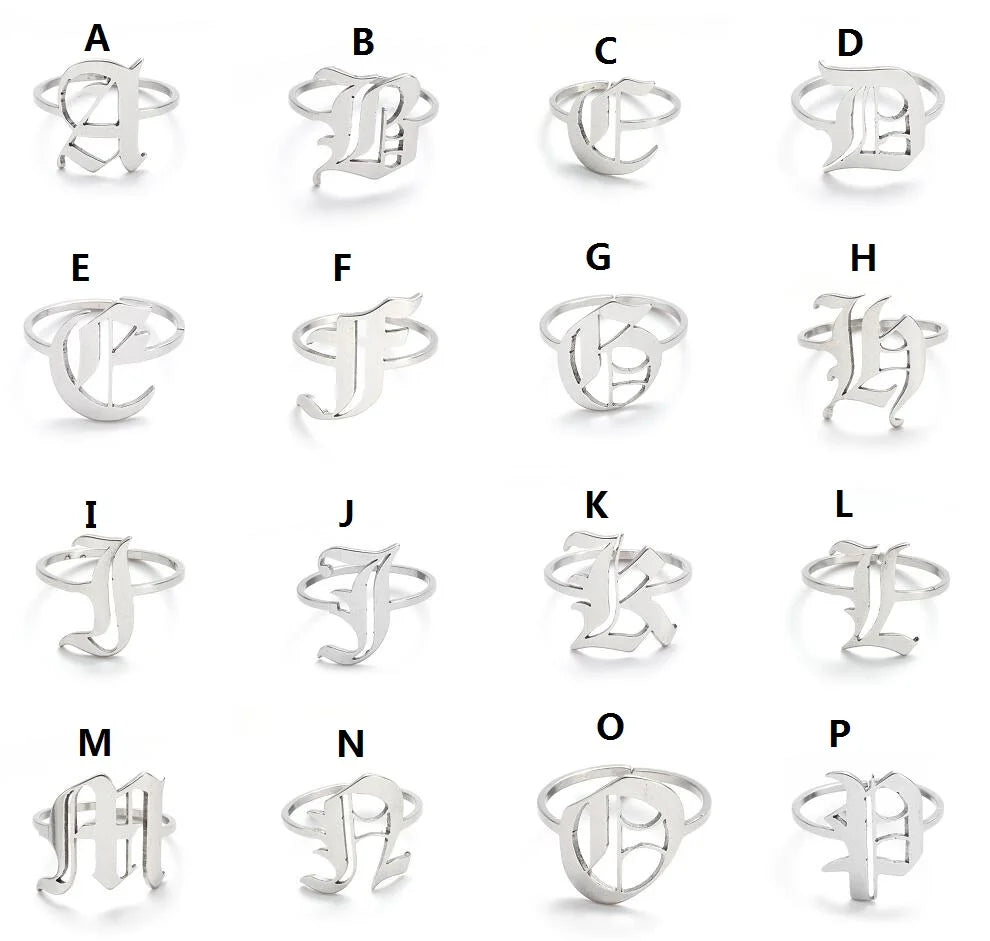 Custom Initial Ring Old English Style ER151