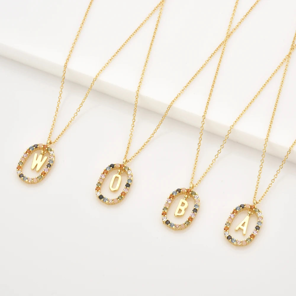 Custom Initial Colors Necklace Style ER136