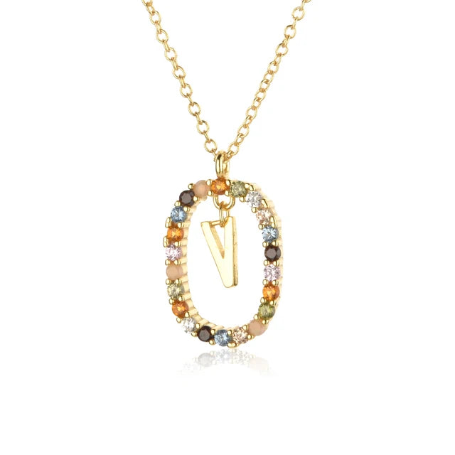 Custom Initial Colors Necklace Style ER136