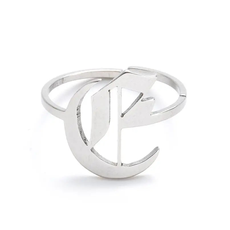 Custom Initial Ring Old English Style ER151