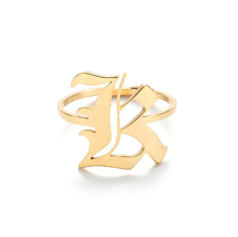 Custom Initial Ring Old English Style ER151