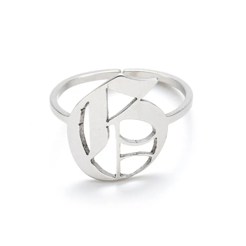 Custom Initial Ring Old English Style ER151