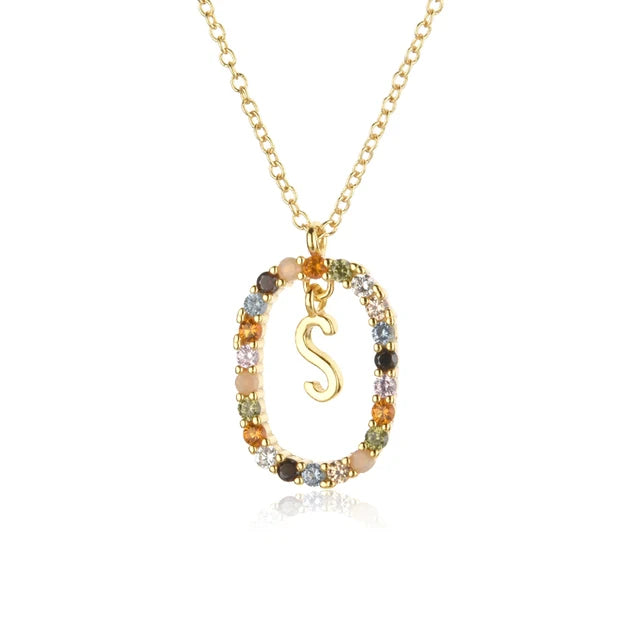 Custom Initial Colors Necklace Style ER136