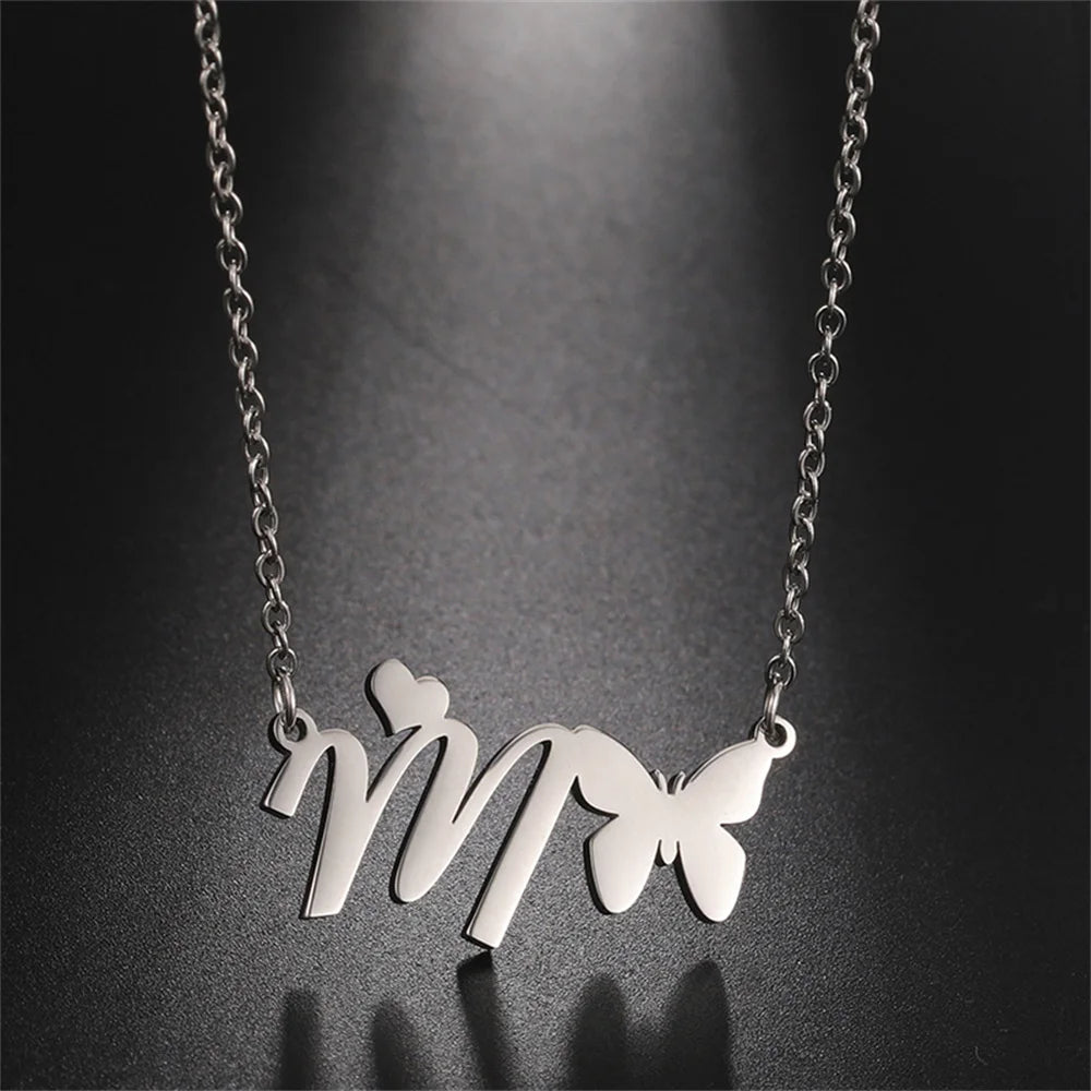 Butterfly Initial Necklace