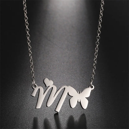 Butterfly Initial Necklace