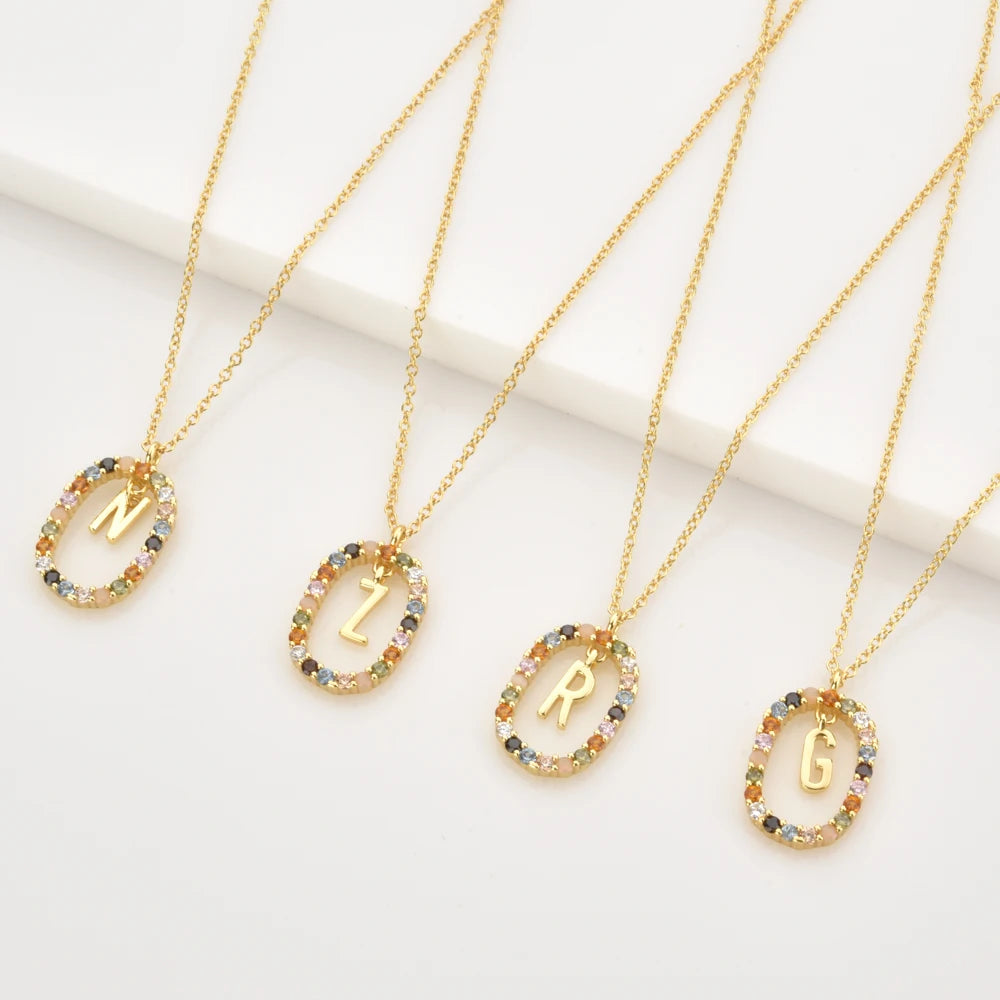 Custom Initial Colors Necklace Style ER136