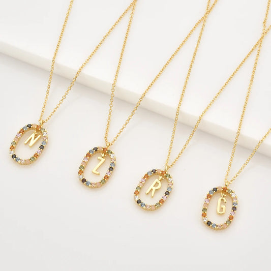 Custom Initial Colors Necklace Style ER136