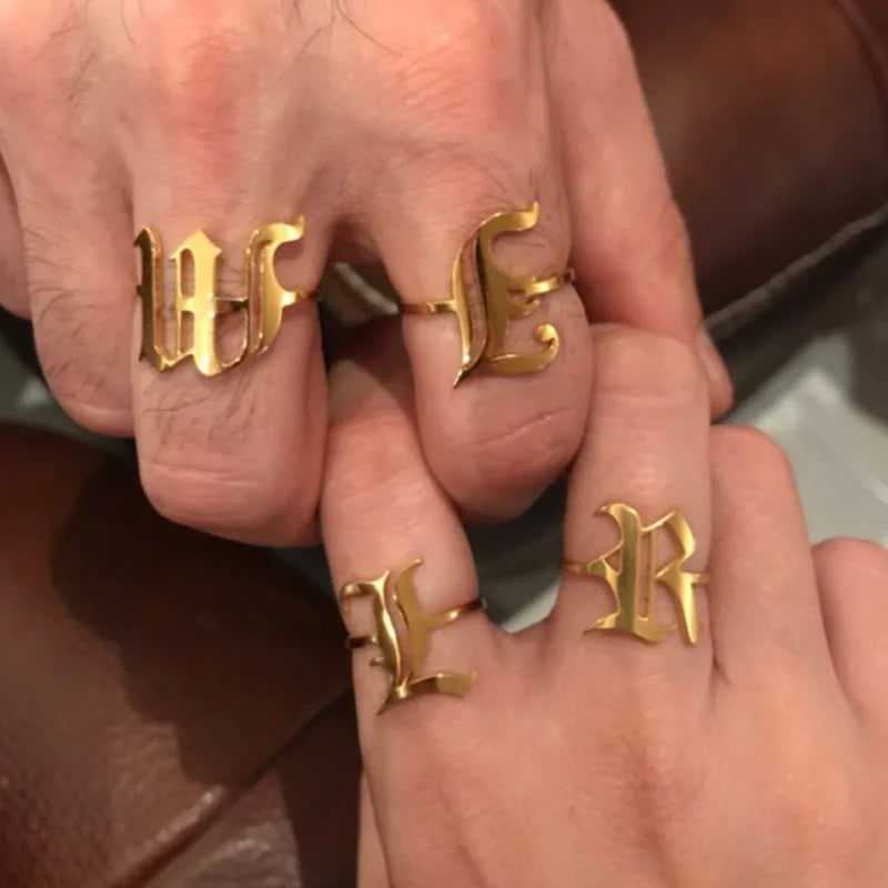 Custom Initial Ring Old English Style ER151