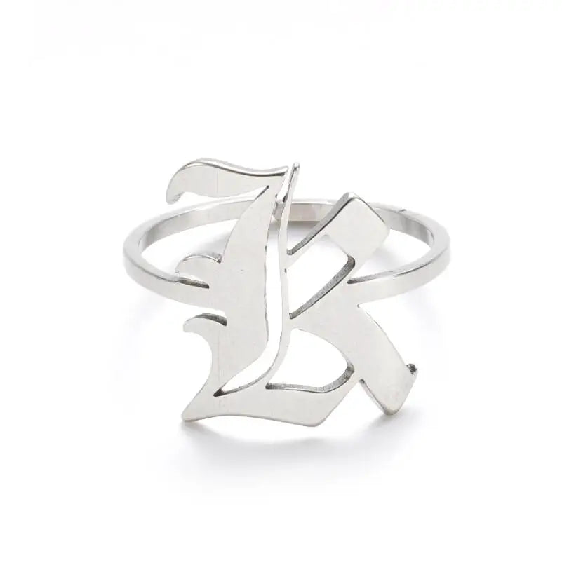 Custom Initial Ring Old English Style ER151