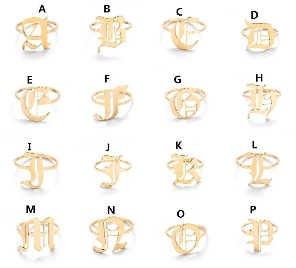 Custom Initial Ring Old English Style ER151