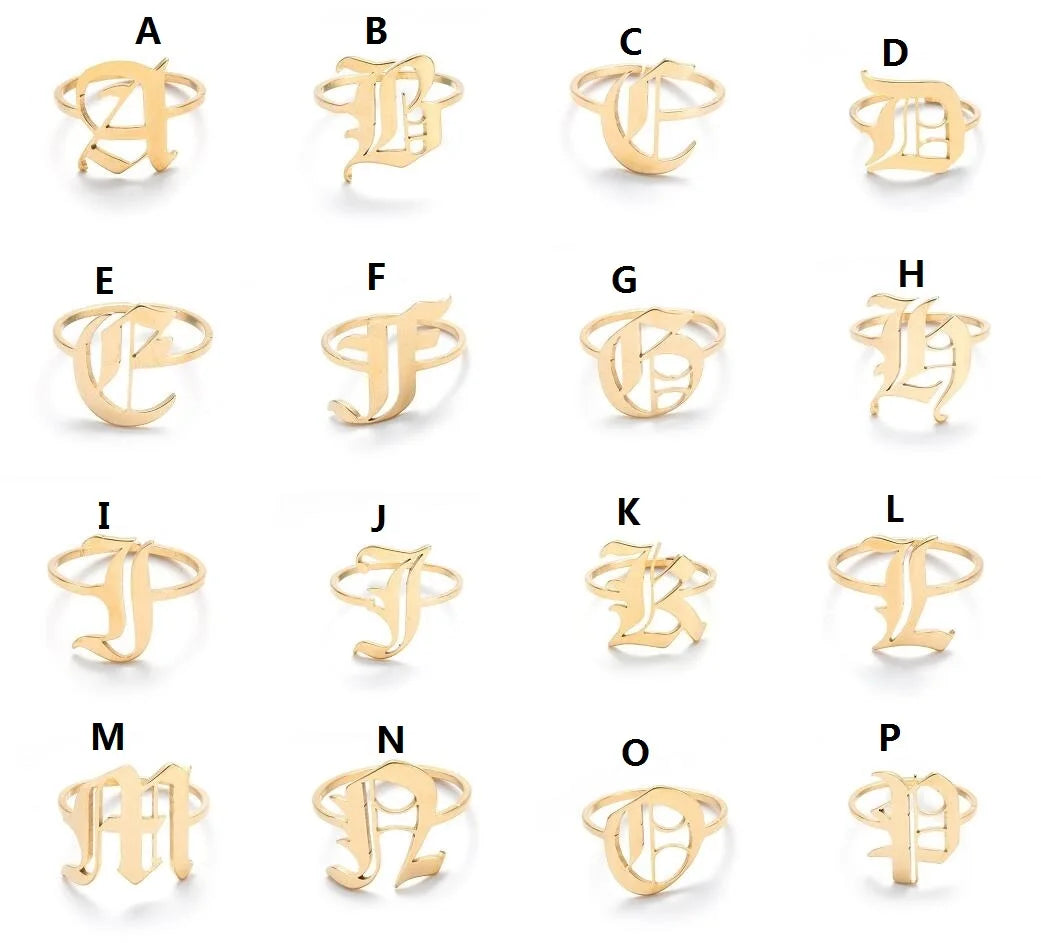 Custom Initial Ring Old English Style ER151