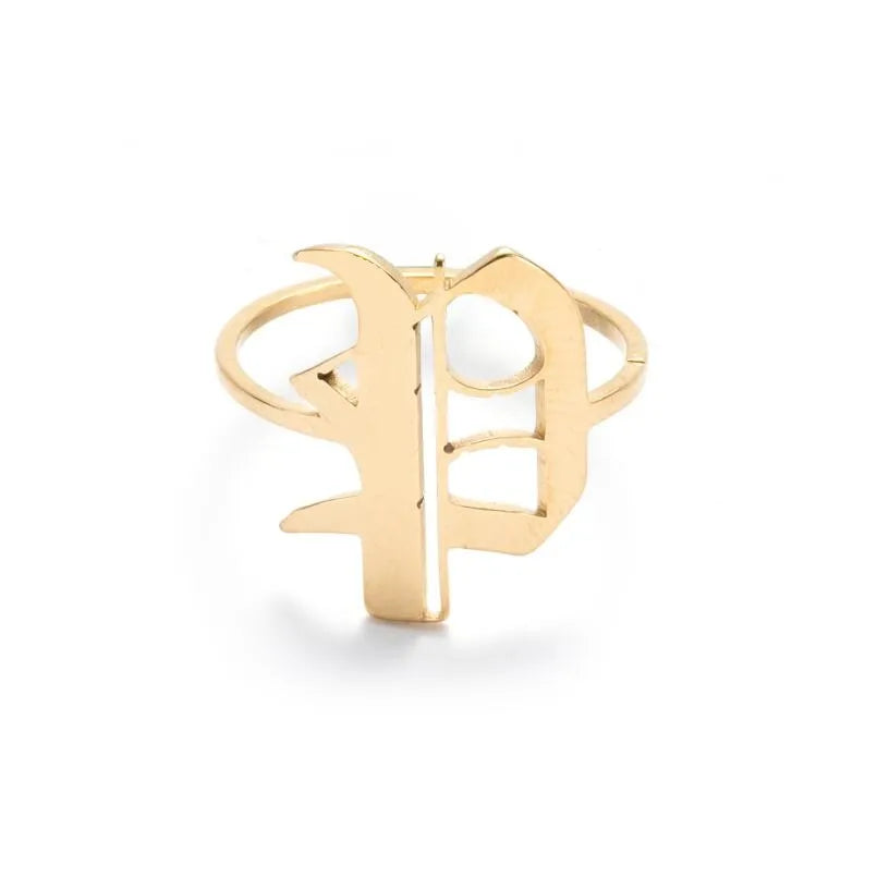 Custom Initial Ring Old English Style ER151