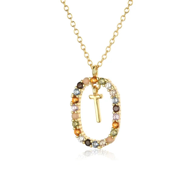 Custom Initial Colors Necklace Style ER136