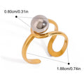 Elegant 18K Plated Gold Silver Steel Ball Opening Ring