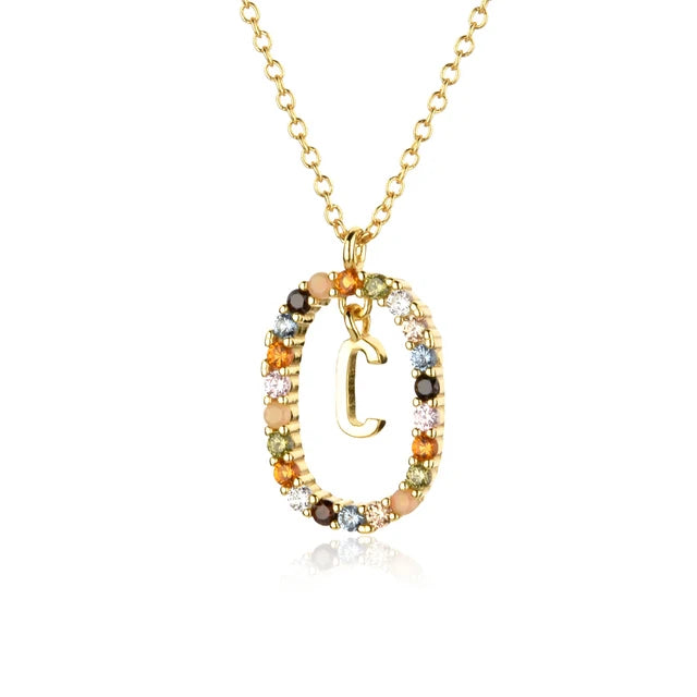 Custom Initial Colors Necklace Style ER136