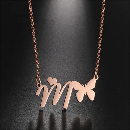 Butterfly Initial Necklace