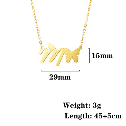 Butterfly Initial Necklace
