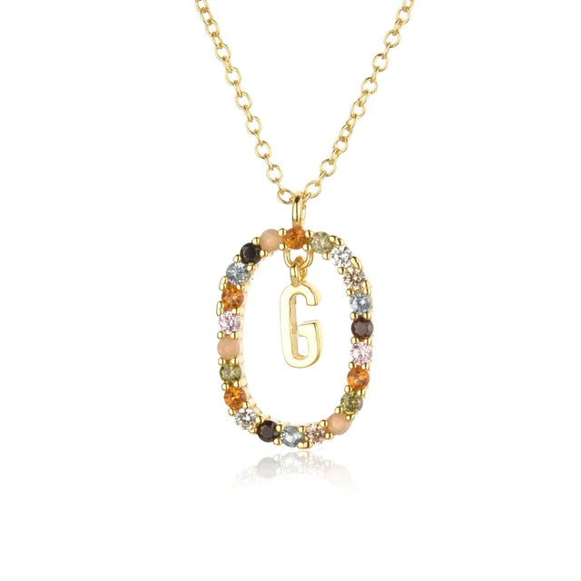 Custom Initial Colors Necklace Style ER136