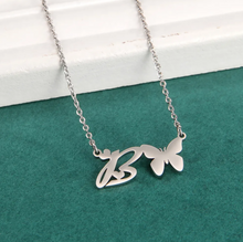 Load image into Gallery viewer, Butterfly Initial Necklace
