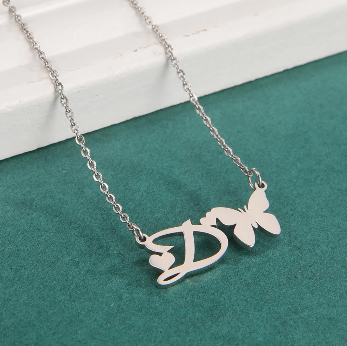 Butterfly Initial Necklace