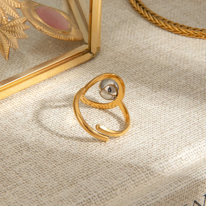 Elegant 18K Plated Gold Silver Steel Ball Ring
