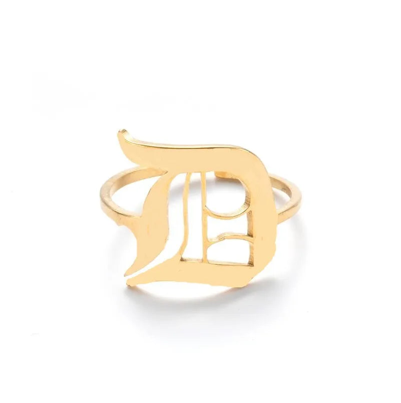 Custom Initial Ring Old English Style ER151