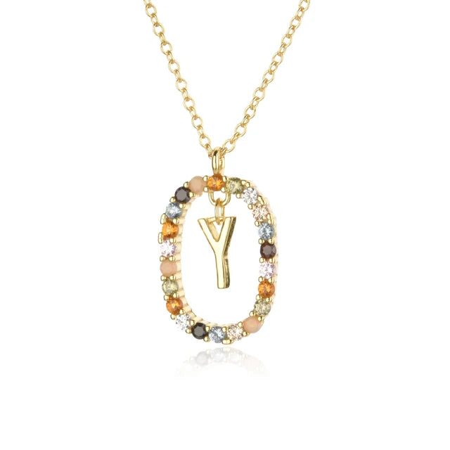 Custom Initial Colors Necklace Style ER136