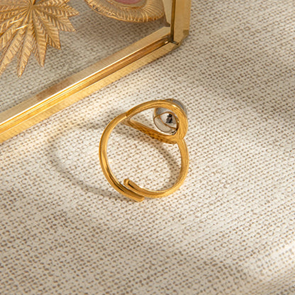Elegant 18K Plated Gold Silver Steel Ball Ring