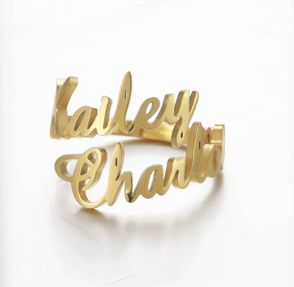 Custom Double Name Adjustable Ring Style ER145