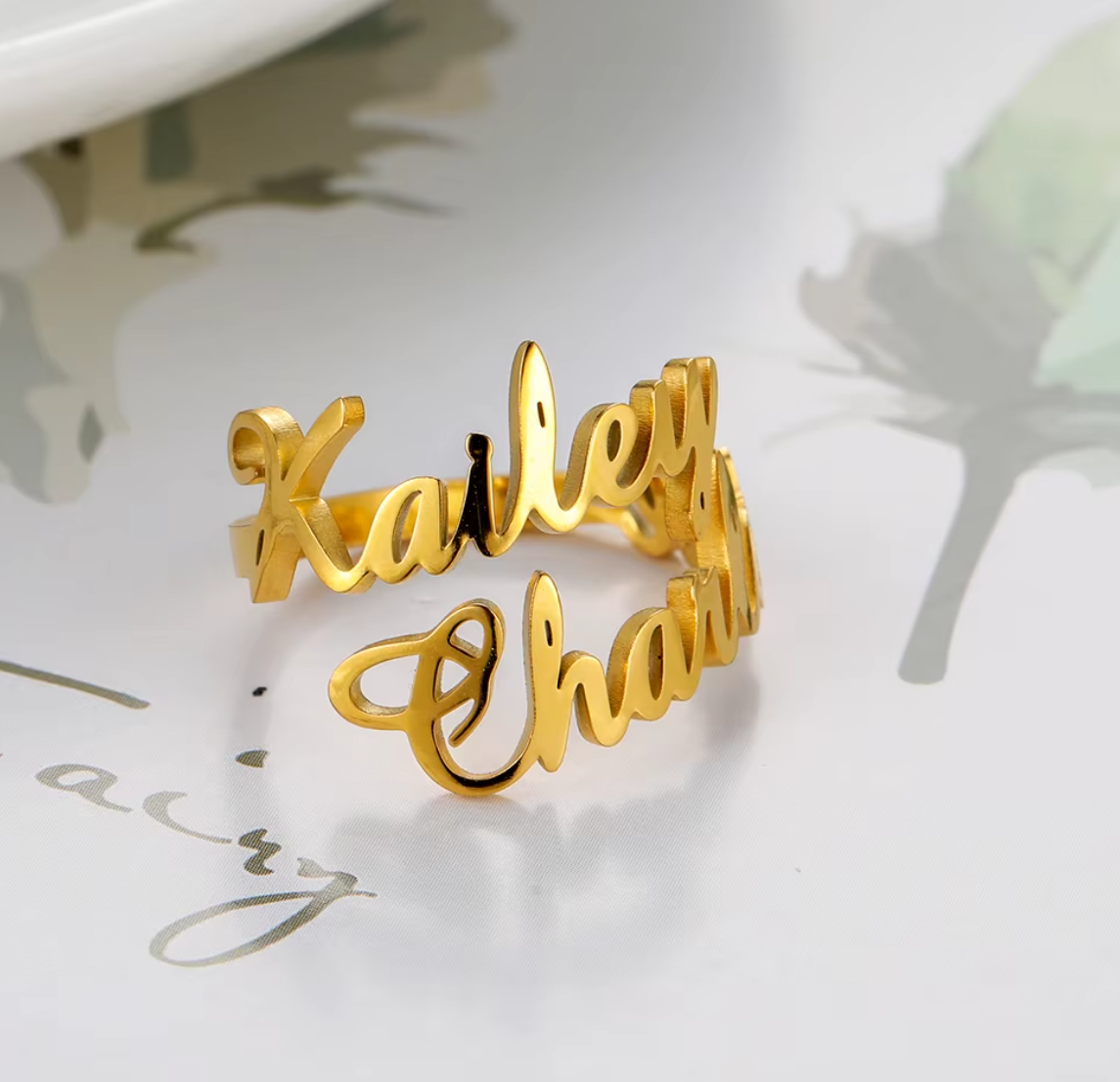Custom Double Name Adjustable Ring Style ER145