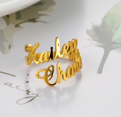 Custom Double Name Adjustable Ring Style ER145