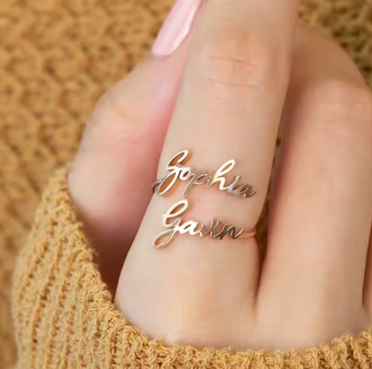 Custom Double Name Adjustable Ring Style ER145