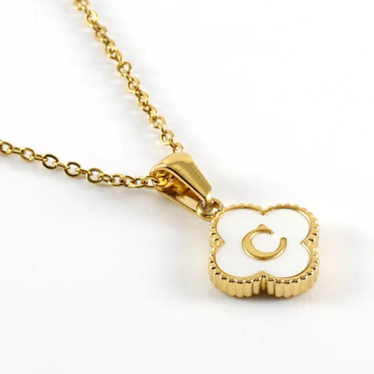 Custom Clover Initial Necklace 18K Gold Plated