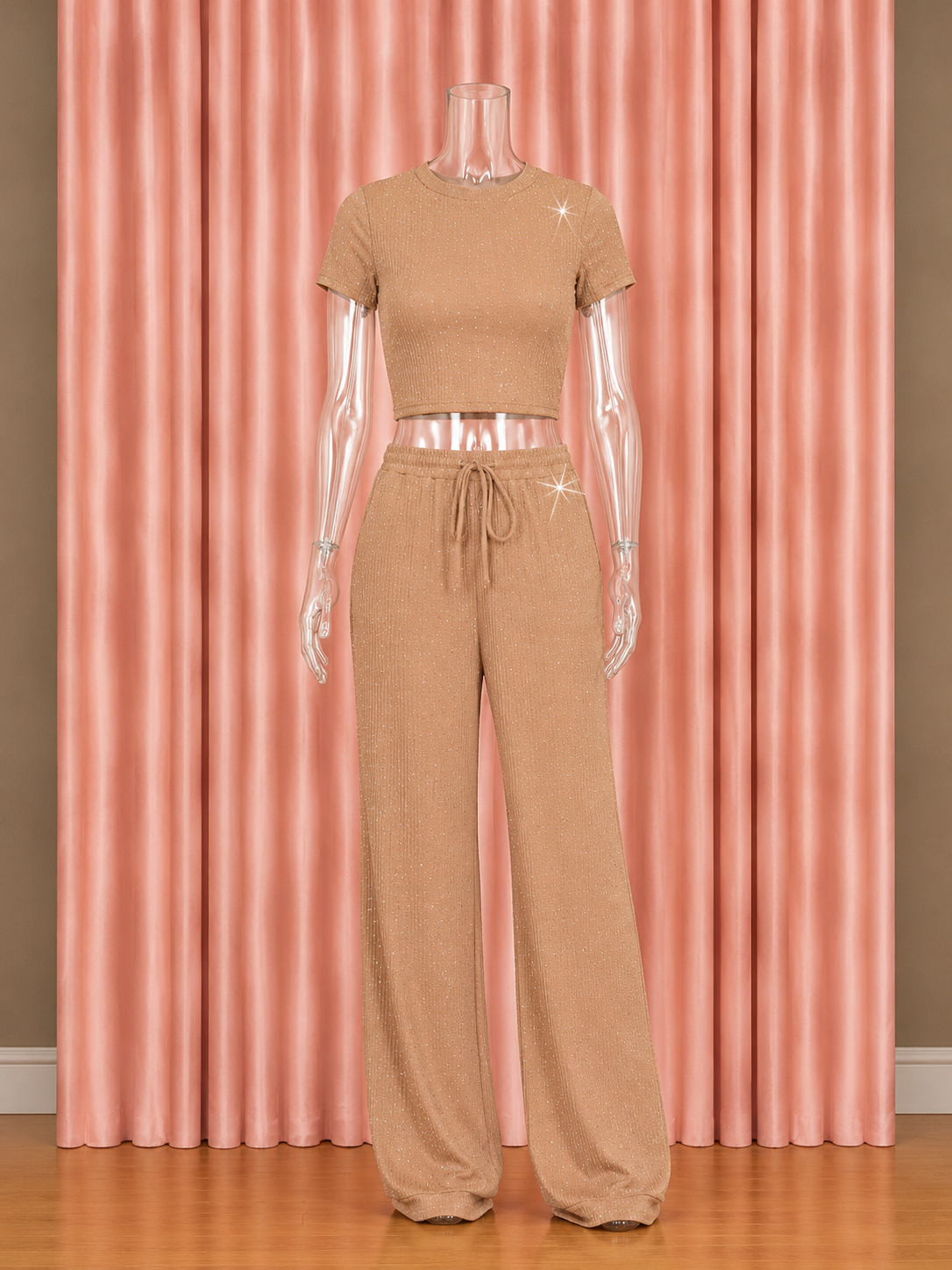 Roxella Rhinestone Set - Tan
