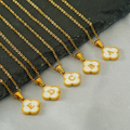 Custom Clover Initial Necklace 18K Gold Plated Style CR02