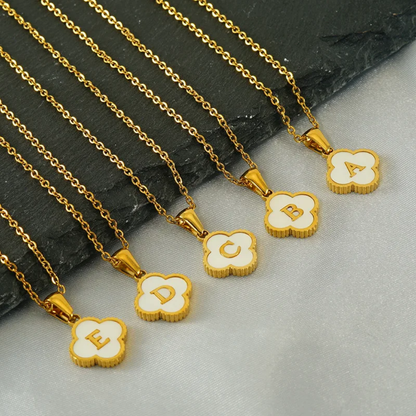 Custom Clover Initial Necklace 18K Gold Plated