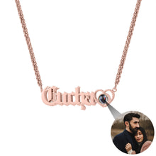Load image into Gallery viewer, Custom Name Projection Photo Necklace Style ER87
