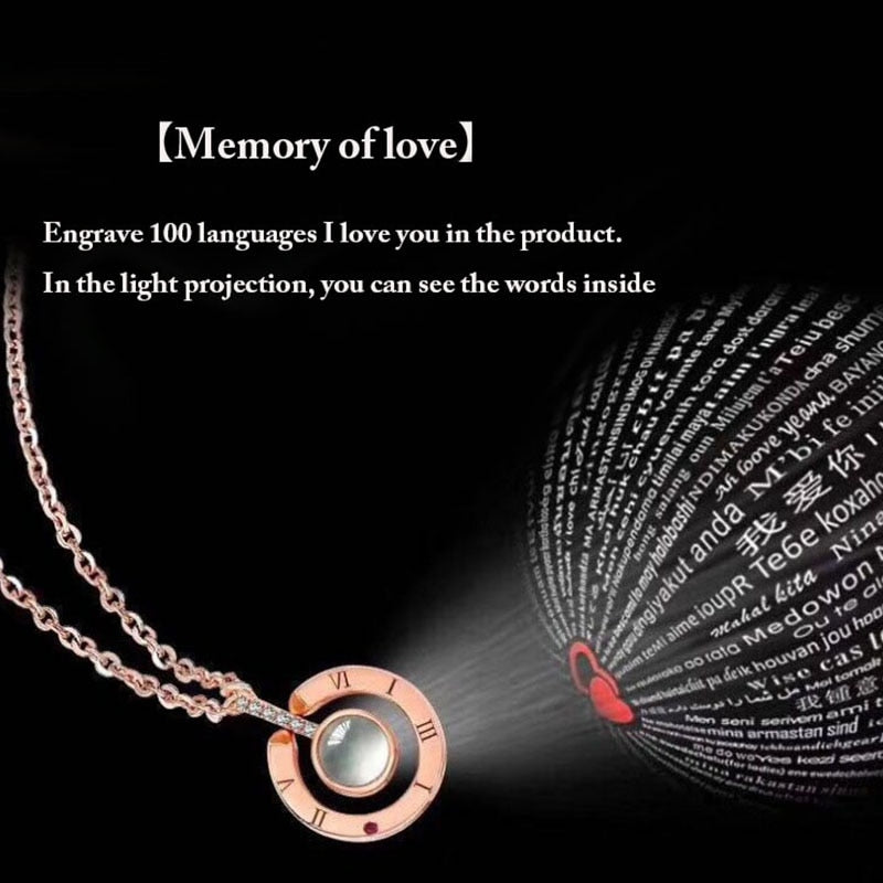 100 Languages I Love You Projection Pendant Necklace