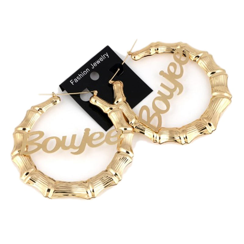 Custom Name Bamboo Hoop Earring Style ER52