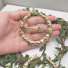 Cargar imagen en el visor de la galería, Custom Name Bamboo Hoop Earring Style ER52
