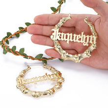 Cargar imagen en el visor de la galería, Custom Name Bamboo Hoop Earring Style ER52
