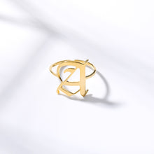 Load image into Gallery viewer, Custom Old English Letter Adjustable Ring Style ER#58
